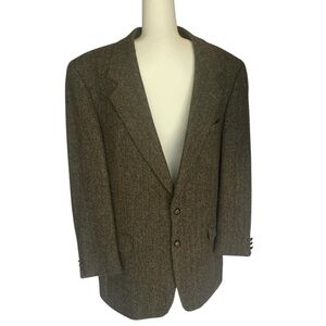 Men’s Sport Coat Hand Woven Harris Tweed 100% Virgin Wool Brown Green 44 Long 
.